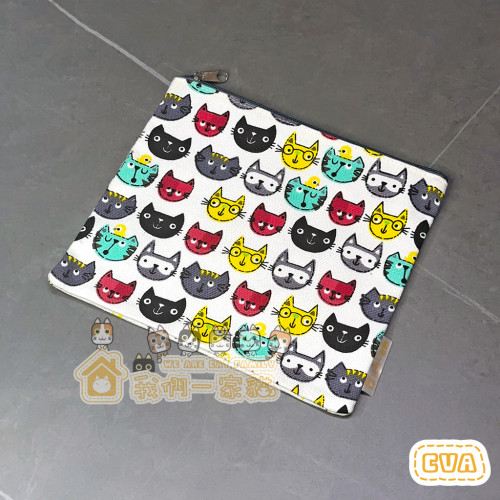 化妝袋（貓咪圖案，帆布）
