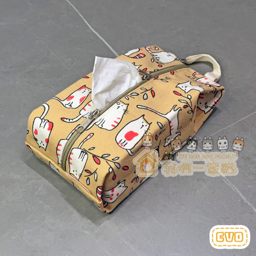 面紙套（貓咪圖案，帆布）